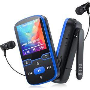 PINHUI 64 GB Lettore MP3 Bluetooth 5.3, lettore musicale per bambini portatile | con radio FM, registratore vocale, riproduzione casuale e ripetizione, pesa solo 28 g, scheda TF fino a 128 GB