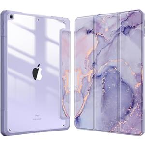 FINTIE Cover per iPad 9a/8a/7a Generazione 10,2 Pollici (2021/2020/2019) | [con Portapenne] Antiurto Sottile Custodia Posteriore Trasparente Case con Auto Sveglia/Sonno, (Z-Lilla Marble)