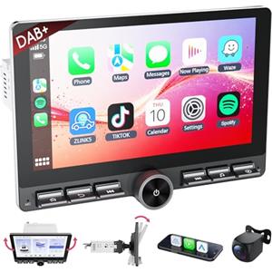 Haudio DAB Autoradio 1 DIN Bluetooth con CarPlay wireless & Android Auto,con schermo 10 pollici Touchscreen Lettore, FM/AM Radio,Telecamera di backup,Bluetooth 5.0,GPS