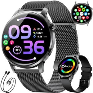 LIGE Smartwatch Donna, Display AMOLED 1,32" Ultra-sottile, Chiamate Bluetooth, IP68 Impermeabile, 116 Modalità Sport, Monitoraggio del Ciclo/Frequenza Cardiaca e Sonno, 2 Cinturini + 2 Cavi Inclusi, FV23-F