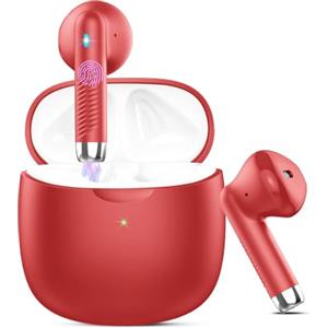 zakotu 2026 Cuffie Bluetooth 5.4, Cuffie in Ear 32 Ore di Riproduzione, Rosso | Auricolari Bluetooth 5.4 con 4 ENC Cancellazione Rumore Mic, Bassi Stereo, Impermeabili IP7, USB-C, per Android e iOS.