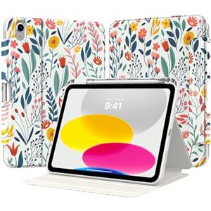TiMOVO Cover Custodia per iPad A16 11"/10 Gen 10,9", Fiori | Supporto per Penne, Protettiva con Supporto Folio, Visione Multi-Angolo