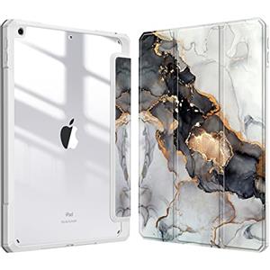 FINTIE Cover per iPad 9a/8a/7a Generazione 10,2 Pollici (2021/2020/2019) | [con Portapenne] Antiurto Sottile Custodia Posteriore Trasparente Case con Auto Sveglia/Sonno, Cloudy Marble