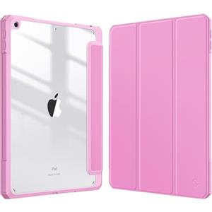 FINTIE Cover per iPad 9a/8a/7a Generazione 10,2 Pollici (2021/2020/2019) | [con Portapenne] Antiurto Sottile Custodia Posteriore Trasparente Case con Auto Sveglia/Sonno, Lilla Rosa