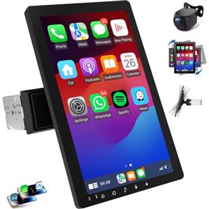 Haudio 10 pollici Android 13 Autoradio 1 DIN,con CarPlay wireless & Android Auto,con fotocamera di backup 1080P,Mirror Link,Bluetooth 5.0,GPS,RDS,EQ,FM/AM Radio|(RAM 2GB+ROM 32GB)