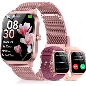 CASCHO Smartwatch Donna-3 Cinturino,1.85''HD Orologio Smartwatch Donna Acciaio con Chiamate/Notifiche WhatsApp, 120 Sportive Sonno Cardiofrequenzimetro SpO2 Contapassi, Smart Watch per Android iphone Samsung