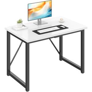 JUMMICO Scrivania da Lavoro 100 x 50 cm Scrivania per lo Studio Bianco | Tavolo Informatico Compatto, Postazione PC Compatta per Casa e Ufficio, Tavola in Legno, Telaio in Metallo
