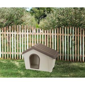 Dmora - Cuccia Lovanio, Casetta per Cani o Gatti, Cuccia da Esterno o Interno, 100% Made in Italy, Beige, 58x40h42 cm