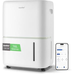 COMFEE' Deumidificatore Casa 16L/24h, Serbatoio 5L, Silenzioso 38dB, WiFi