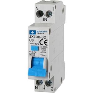 ELEKTRONOVA Interruttore Magnetotermico differenziale 1P+N 6A 4.5kA 30mA - 1 Moduli DIN - 220V