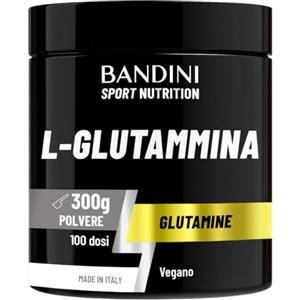 Bandini® L-Glutammina Pura in Polvere, Aminoacido utile per Esercizi Fisici | ad Alta Intensità e per la Massa Muscolare, Glutammina 100% Vegan, Glutamine POWDER, Palestra e Sport, Confezione da 300g