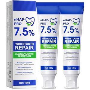 Feeliville 7.5% Hydroxyapatite Toothpaste, Idrossiapatite Dentifricio, Dentifrici all'idrossiapatite per la, dello smalto senza fluoro e il sollievo dalla sensibilità, rafforzamento dei denti (2)