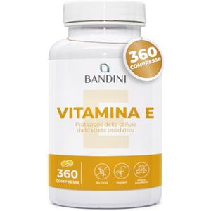 Bandini® Vitamina E 360 Compresse - Vitamina E 100% pura - Massimo dosaggio | Integratore alimentare di Vit E (tocoferolo puro) - Stress ossidativo, Capelli e Vista - Alternativa a softgels e capsule