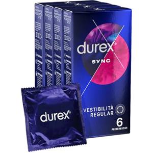 Durex Sync Preservativi Ritardanti per Lui e Con Rilievi e Nervature per Lei, 24 Pezzi
