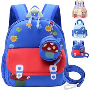 AUNGCSHE Zainetto Bambino, Protezione Dagli Schizzi Zaino Bambino, Adatto per l'asilo, la Scuola Elementare, Picnic, Viaggi, Gite (Blu)