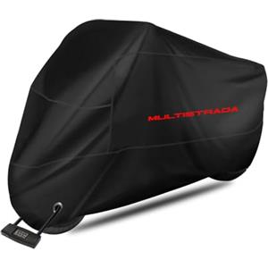 Generico Telo coprimoto impermeabile per esterni e interni 210D in poliestere antipolvere antivento e antipioggia per moto Multistrada V2 V4 950 1100 1260 1200 (290 * 110 * 140 cm)
