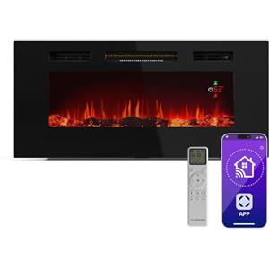 KLARSTEIN Galeras Smart - Camino Elettrico da Parete, 1800W, Fiamma LED Realistica, Controllo con App & Telecomando, Colori & Luminosità Regolabili, Protezione dal Surriscaldamento