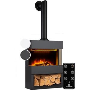 Klarstein Camino elettrico, Riscaldatori elettrici per soggiorno e interni, Camino elettrico con fiamme LED, Camino indipendente, Termoventilatore con timer, Termostato regolabile, Riscaldamento 1800