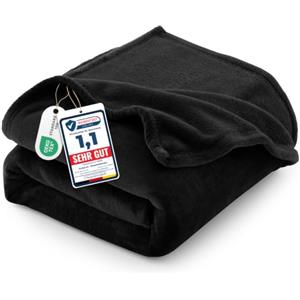 CozyLux Coperta Pile 150x200 cm Nero | OEKO-TEX 100, Plaid Divano Singolo in Flanella da 260 g/m², Regalo di Compleanno per Mamma Lei, Decorazione casa