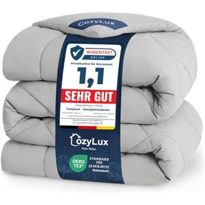 CozyLux Piumone Matrimoniale 220x240 cm Grigio chiaro per 4 Stagioni | Piumone Letto in Microfibra 300 g/m², Oeko-Tex 100, Trapunta Invernale con quattro occhielli, Lavabile in Lavatrice