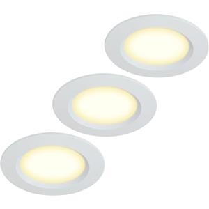 HCFEI Set di 3 faretti LED per mobili a incasso 12 V Ultra Piatto 3 W 55 mm Foro con cavo da 2 m IP44 per armadi a specchio, vetrine, mobili e armadi (Bianco 3000K)