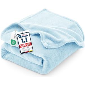 CozyLux Coperta Pile 130x150 cm Azzurro | OEKO-TEX 100, Plaid Divano Singolo in Flanella da 260 g/m², Regalo di Compleanno per Mamma Lei, Decorazione casa