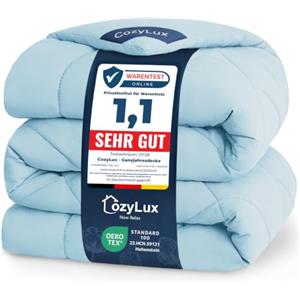 CozyLux Piumone Una Piazza e Mezza 200x200 cm Azzurro per 4 Stagioni | Piumone Letto in Microfibra 300 g/m², Oeko-Tex 100, Trapunta Invernale con quattro occhielli, Lavabile in Lavatrice
