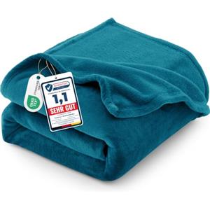 CozyLux Coperta Pile 130x150 cm Teal | OEKO-TEX 100, Plaid Divano Singolo in Flanella da 260 g/m², Regalo di Compleanno per Mamma Lei, Decorazione casa