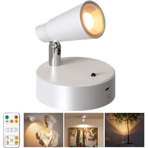 Fevislight Faretto LED Interno Senza Fili con Batteria Ricaricabile 5000mAh | Dimmerabile, 3 Temperature Colore per Tocco & Telecomando Senza Fili le Piante, Decorazione, Arte, Lettura, Interno