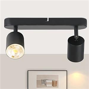 ZMH plafoniera LED faretto da soffitto 2 lampadine: nero plafoniera | corridoio faretti a soffitto in metallo GU10 orientabili faretti di design 350° faretti per soggiorno - senza lampadina
