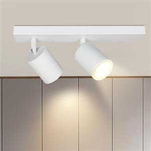 ZMH Plafoniera LED faretto da soffitto bianco: lampada da soffitto GU10 | spot 2 fiamme Faretti da soffitto orientabili a 350° lampada da corridoio moderna faretto da parete industriale per soggiorno