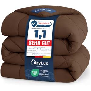 CozyLux Piumone Matrimoniale 220x240 cm Marrone per 4 Stagioni | Piumone Letto in Microfibra 300 g/m², Oeko-Tex 100, Trapunta Invernale con quattro occhielli, Lavabile in Lavatrice