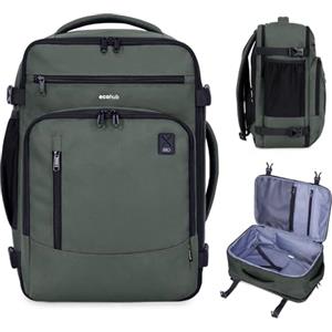 ECOHUB Zaino Ryanair 40x20x25, Zaino da Viaggio come Bagaglio a Mano Aereo | Cerniera SBS, Apertura a 180°, Scomparto per Laptop, Resistente all'acqua, Riciclato, Unisex, per Lavoro, Trekking, Verde