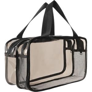Aucuu Borse Da Toilette Trasparente, Beauty Case Trasparente, PVC Trousse da Viaggio, Borsa Cosmetici con separazione tra asciutto e bagnato, Cosmetici Trucco Portatile per Piscina, Viaggio