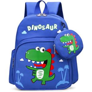 Aucuu Zainetti per Bambini, Zaino Bambina Scuola Elementare, Zainetto per Ragazze Grande Capacità, Leggero Elementare Zaino Multi Scomparto per Viaggi Campeggio, Dinosauro blu zaffiro