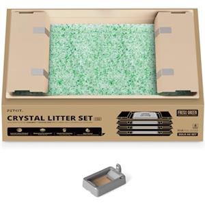 PETKIT Lettiera per Gatti Crystal, Lettiera per Gatti non Agglomerante, Compatibile con PUROBOT CRYSTAL DUO, Eliminazione Multi-odore, Antipolvere, Leggera e Pronta, Ricambio Diretto, 4 Sacchi, Verde