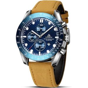 LN LENQIN Orologio Uomo Analogico Al Quarzo Da Polso Impermeabile 30M Con Datario - Orologio Da Lavoro Alla Moda in Pelle