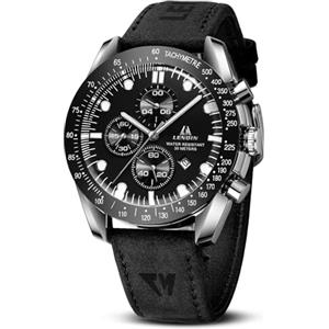 LN LENQIN Orologio Uomo Analogico Al Quarzo Da Polso Impermeabile 30M Con Datario - Orologio Da Lavoro Alla Moda in Pelle