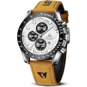 LN LENQIN Orologio Uomo Analogico Al Quarzo Da Polso Impermeabile 30M Con Datario - Orologio Da Lavoro Alla Moda in Pelle