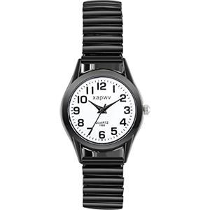 OIDEA Orologio Elastico Quarzo Coppia: Orologio Analogico da Polso Cinturino Lega Elastico Quadrante Cerchio con Numeri Arabi - Regalo Uomo Donna Natale San Valentino Nero Bianco
