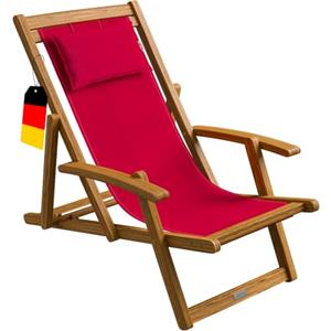 CASARIA Sedia a Sdraio in Legno | Acacia, Poltrona Relax, Sedia Pieghevole, Poggiatesta Traspirante, Sedia da Giardino, Arredo Esterno, Carico Max. 160 kg