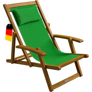 CASARIA Sedia a Sdraio in Legno | Acacia, Poltrona Relax, Sedia Pieghevole, Poggiatesta Traspirante, Sedia da Giardino, Arredo Esterno, Carico Max. 160 kg
