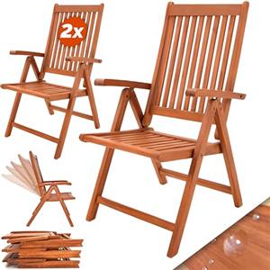 CASARIA Set 2 Sedie da Giardino Pieghevoli in Legno | 70x55x106cm, Legno Eucalipto, Esterno, con Braccioli, Balcone, Terrazza, Robuste