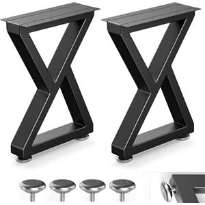 Likapop 16" Gambe per Mobili in Metallo,Tipo Z,set da 2,40x30cm, nero | Acciaio resistente, antiruggine, antiscivolo, portata 800lb, minimalista, per soggiorno, tavolo rustico, banco da lavoro