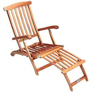 CASARIA Lettino Prendisole Queen Mary Legno Acacia Poggiapiedi Rimovibile Sedia Sdraio Giardino Piscina