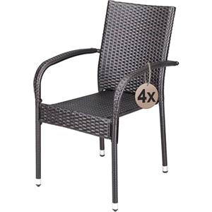 CASARIA® Set 4 Sedie da Giardino in Polyrattan Impilabili Regolabili con Portata di 160 kg per Balcone Terrazza Sedia Esterno Sedia da Tavolo