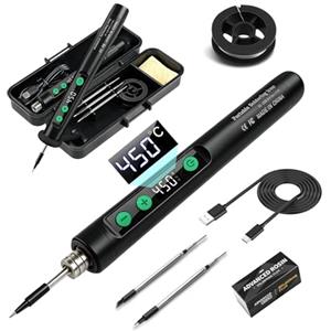 Flintronic Senza fili, Kit saldatore, Set Di Saldatore A Batteria Ricaricabile USB con LCD, per Riparazioni Elettroniche, Creazione di Gioielli, Progetti fai da t