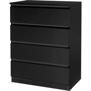 LEADZM Cassettiera Camera da Letto con 4 cassetti, Nero | settimino camera da letto, per la Camera da Letto Soggiorno e Ingresso, 38 x 60x 78 cm