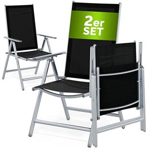 CASARIA® Set 2 Sedie Pieghevoli Giardino Alluminio Schienale Alto Regolabile 8 Posizioni Salvaspazio Mobili da Esterno Balcone