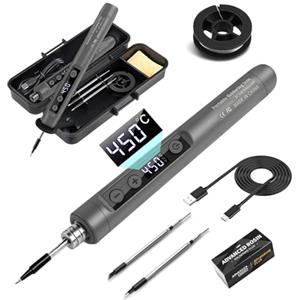 Flintronic Kit saldatore, Senza fili, Set Di Saldatore A Batteria Ricaricabile USB con LCD, per Riparazioni Elettroniche, Creazione di Gioielli, Progetti fai da t